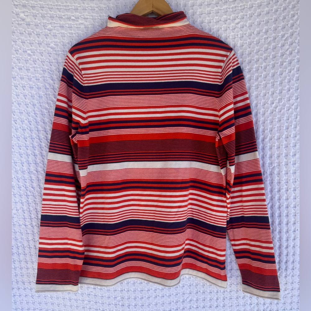 Duluth Trading Co Women’s Striped Mock Neck Top XL Coolmax Stretch